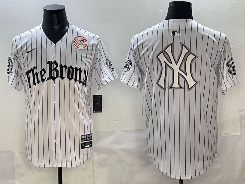 Men 2025 New York Yankees Blank White Stripe Five generations Joint Name Nike MLB Jersey style 027->new york yankees->MLB Jersey